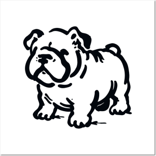 Stick figure bulldog in black ink Posters and Art